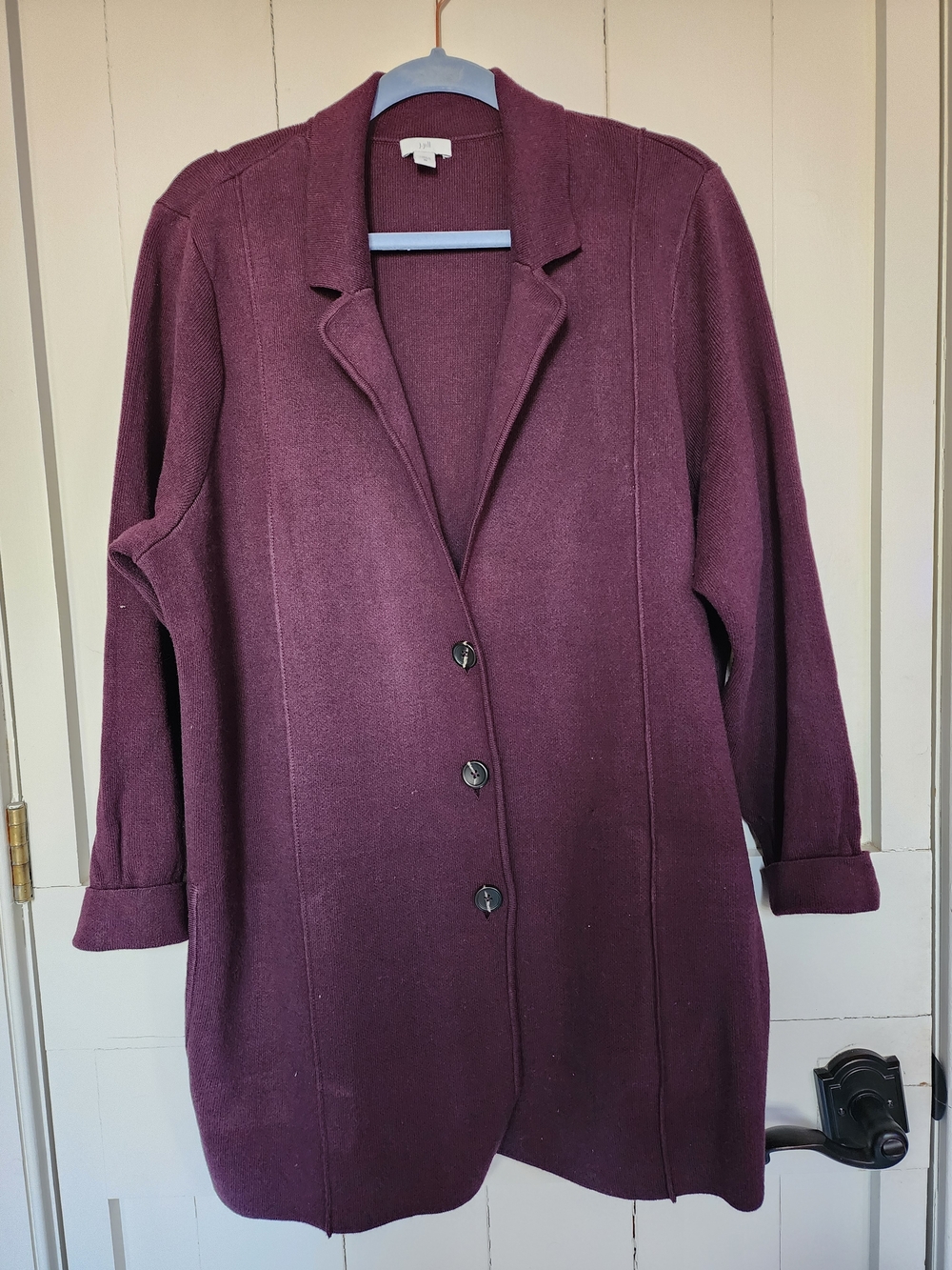 J Jill Women's Long Blazer Coat in Deep Plum 2X